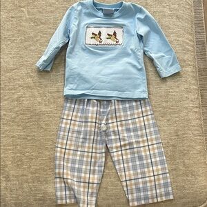Charming Blue Kids Pajama Set with Plaid Pants